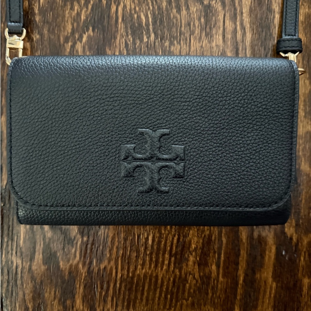Tory Burch Black Pebbled Leather Crossbody